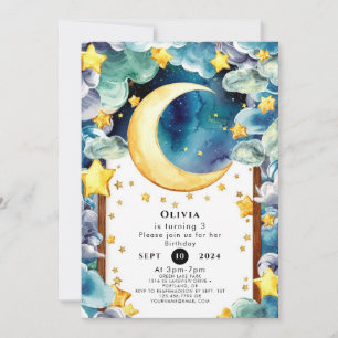 Custom Kids Moon Birthday Invitation