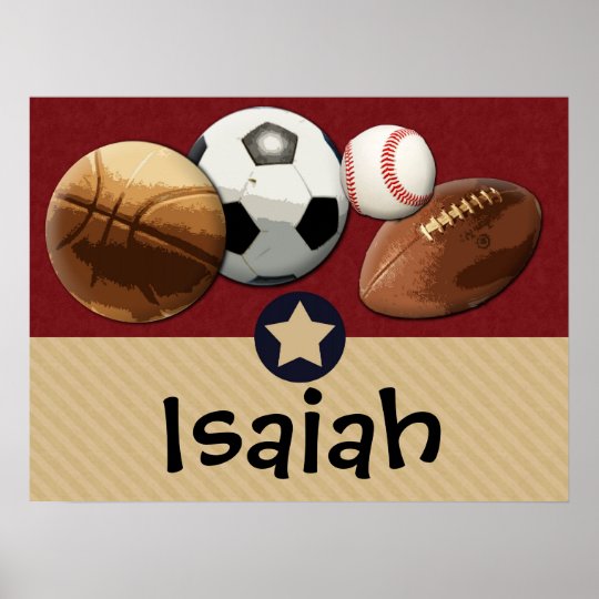 Custom Kids Name Allstar Sports Wall Art Poster