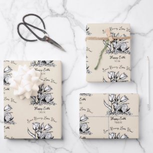 Custom Kids Names Some Bunny Loves You Cute Easter Wrapping Paper Sheet