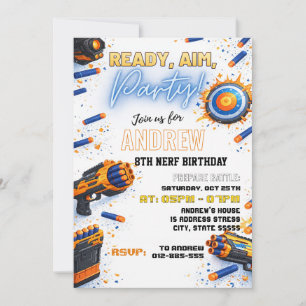 Custom Kids Nerf Dart Birthday Invitation