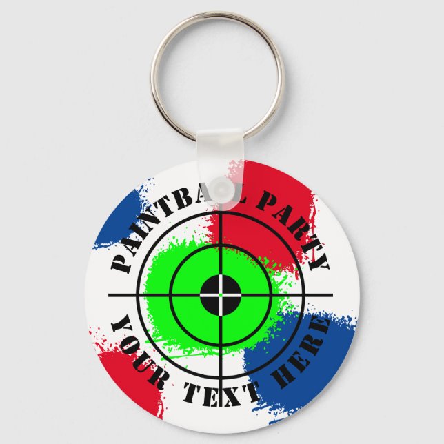 Custom kid's paintball Birthday party keychain (Front)