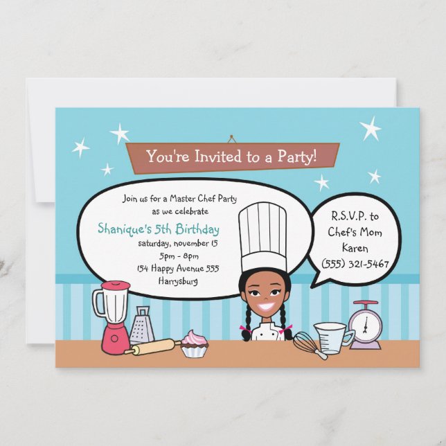 Custom Kids Party Invitation with Unique Artwork (Front)