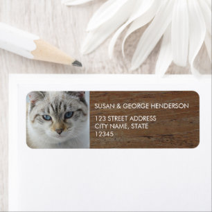 Custom kids pets photo wood family return address label