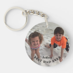 Custom Kids Photo Best Dad Ever Personalised Key Ring