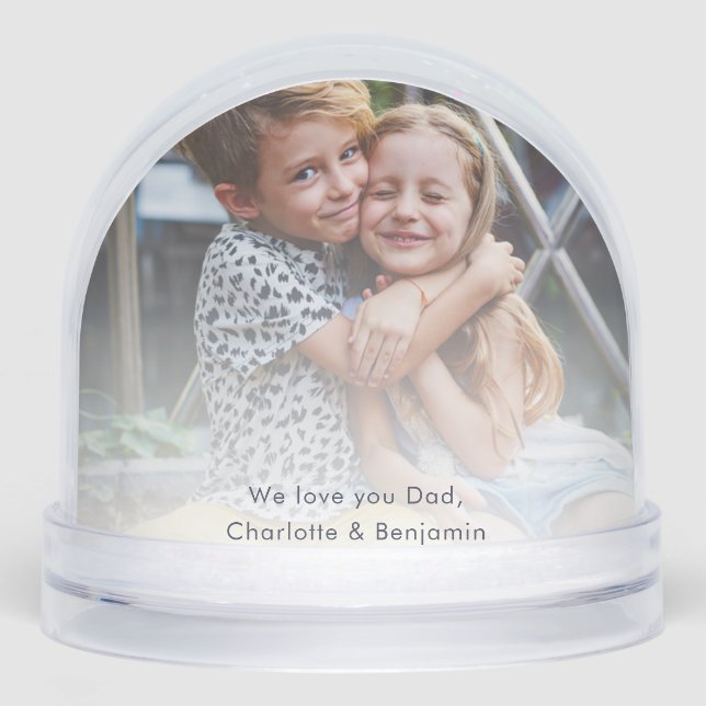 Custom Kids Photo Modern Keepsake Dad Snowglobe (Front)