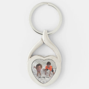 Custom Kids Photo Silver Heart Key Ring
