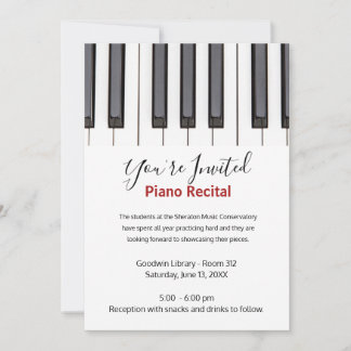 Custom Kids Piano Recital Invitation
