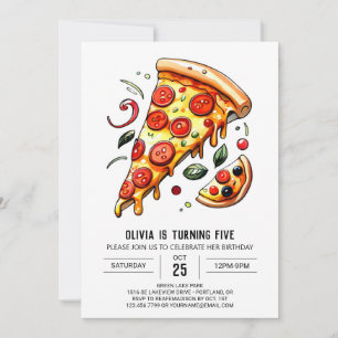 Custom Kids Pizza Birthday Invitation