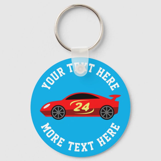 Custom kids racing car Birthday party Key Ring (Front)