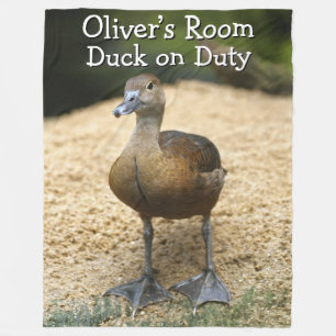 Custom Kids Room Duck on Duty Name Design Fleece Blanket