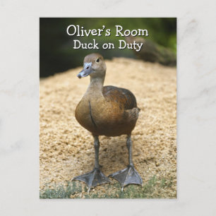 Custom Kids Room Duck on Duty Name Design Postcard