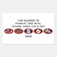 Custom Kids Sesame Nut Dairy Soy Egg Allergy