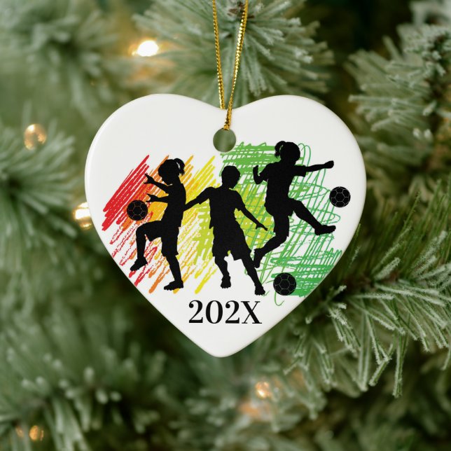 Custom Kids Soccer Player Christmas Ceramic Orname Ceramic Ornament (Tree)