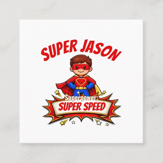 Custom Kids Superhero Name Loyalty Card (Front)