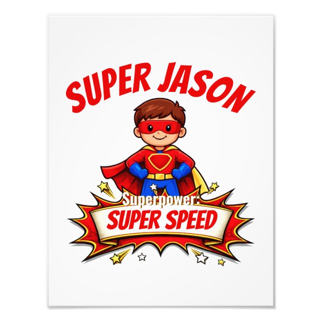 Custom Kids Superhero Name Photo Print (Front)