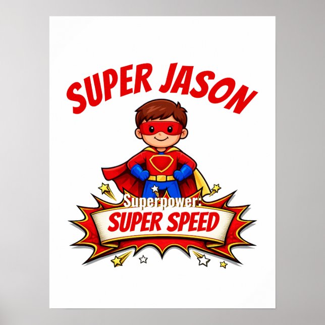 Custom Kids Superhero Name Poster (Front)