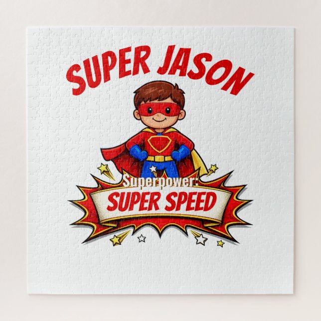 Custom Kids Superhero Name & Superpower Jigsaw Puzzle (Vertical)