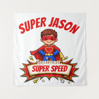 Custom Kids Superhero Name Tapestry