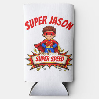 Custom Kids Superhero NameCustom-Cut Vinyl Sticker Seltzer Can Cooler
