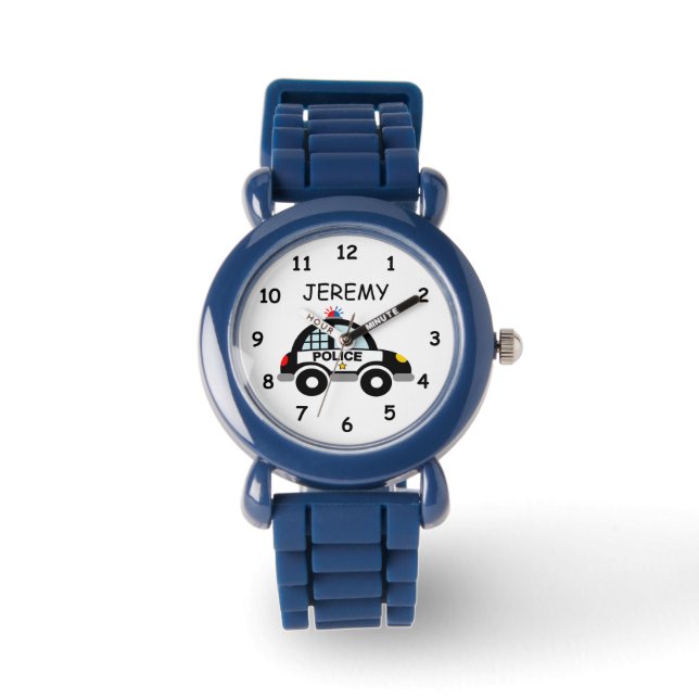 Custom kid's watch with cute police car design (Front)