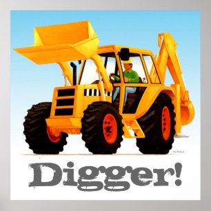 Custom Kids Yellow Digger Poster