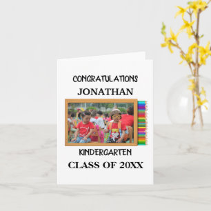 Custom kindergarten graduate chalkboard photo card