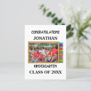 Custom kindergarten graduate chalkboard photo holiday postcard