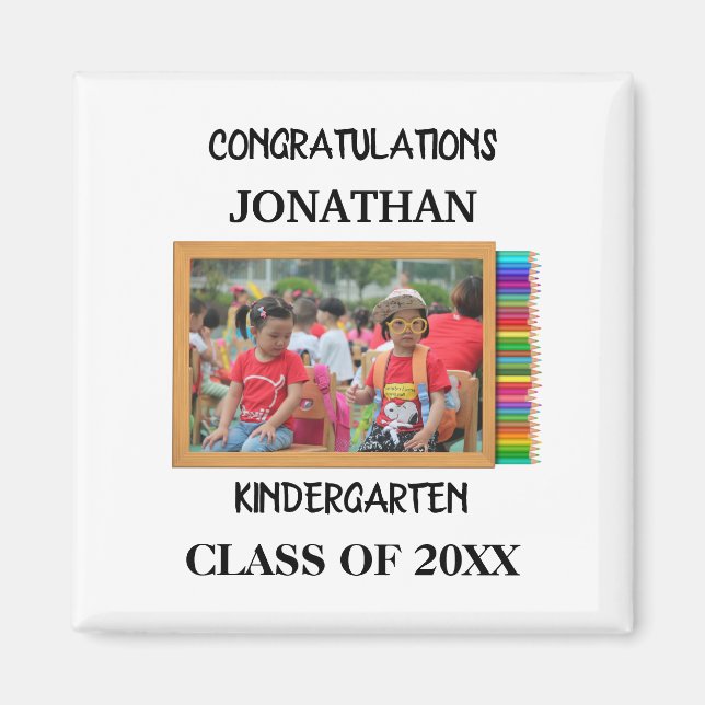 Custom kindergarten graduate chalkboard photo magnet (Front)
