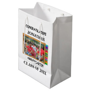 Custom kindergarten graduate chalkboard photo medium gift bag