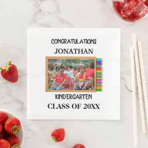 Custom kindergarten graduate chalkboard photo napkin