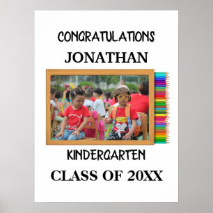 Custom kindergarten graduate chalkboard photo poster