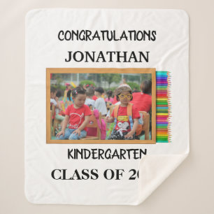 Custom kindergarten graduate chalkboard photo sherpa blanket