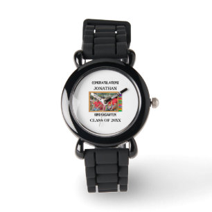 Custom kindergarten graduate chalkboard photo watch
