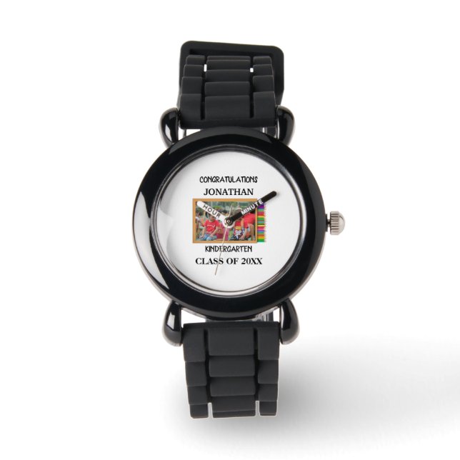 Custom kindergarten graduate chalkboard photo watch (Front)