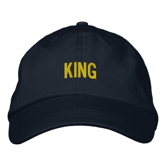 Custom KING Embroidered Adjustable Navy-Hat Style Embroidered Hat (Front)