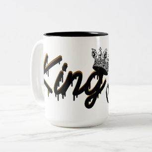 Custom King Gold crown with Name  Two-Tone Coffee Mug