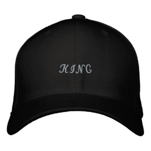 Custom King Text Basic Flexfit Wool Black Colour Embroidered Hat