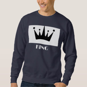 Custom King Text Black Crown Image Basic Navy Blue Sweatshirt