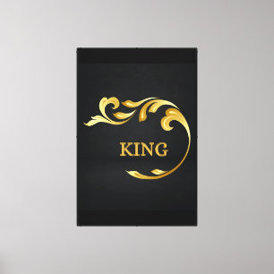 Custom KING Text Fire Flame Image Print-Stretched Canvas Print