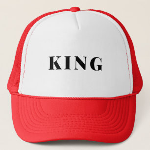 Custom King text name White and Red Colour Caps Ha