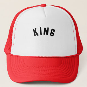 Custom King text name White and Red Colour Caps Ha