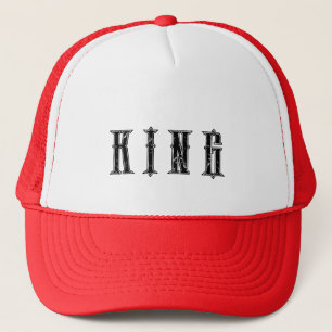 Custom King text name White and Red Colour Caps Ha