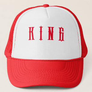 Custom King text name White and Red Colour Caps Ha