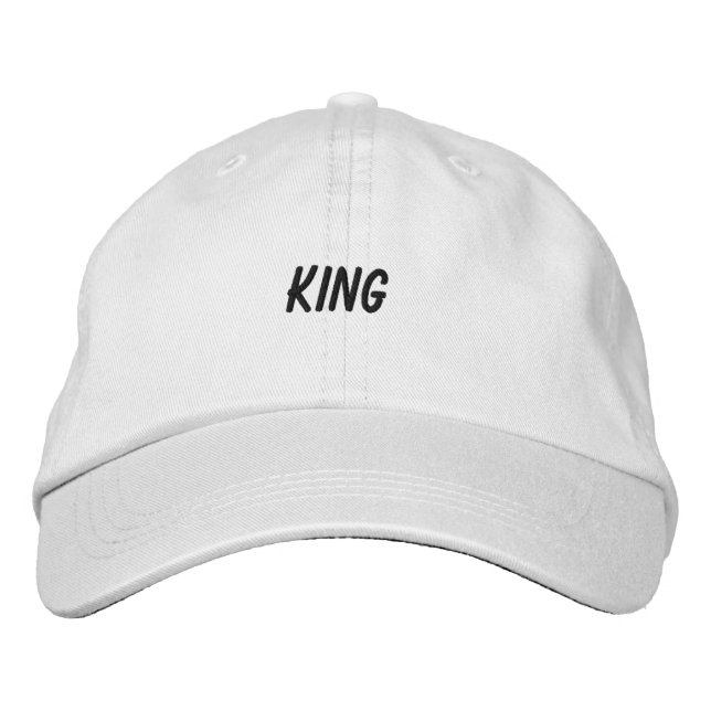 Custom King text White Colour Nice  Embroidered Hat (Front)