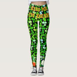 Custom KISS ME Im IRISH St Patrick Gnomes Shamrock Leggings