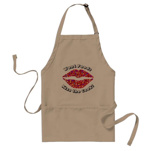 Custom Kiss the Cook Quote with Heart Lips Standard Apron (Front)