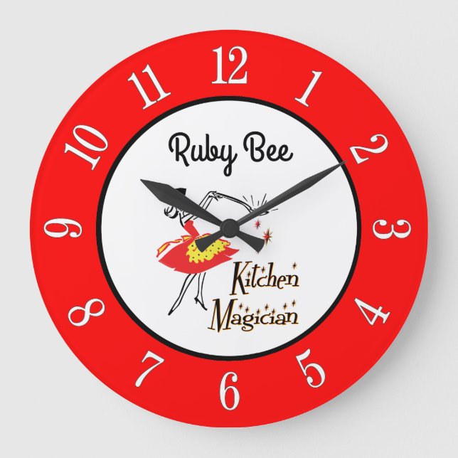 Custom Kitchen Magician 1950s Retro Numbers Clock (Front)