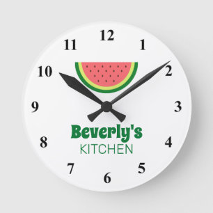 Custom kitchen wall clock with melon fruit logo