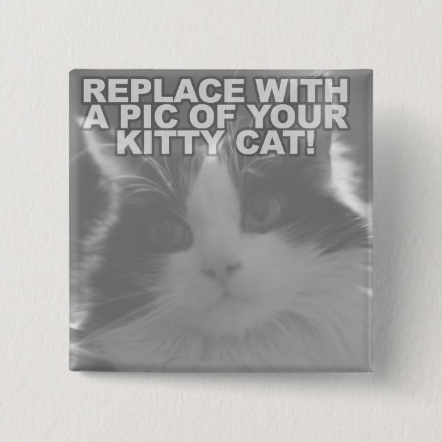 Custom Kitty Cat 15 Cm Square Badge (Front)