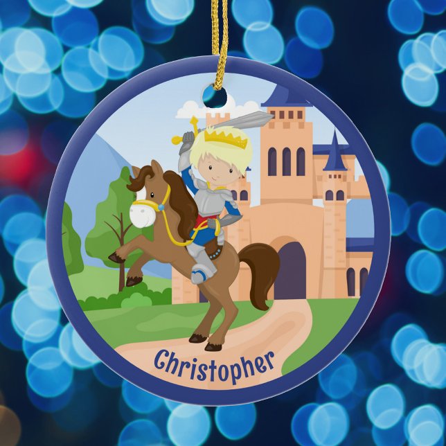 Custom Knight in Shining Armour Kids Christmas Ceramic Ornament (Creator Uploaded)